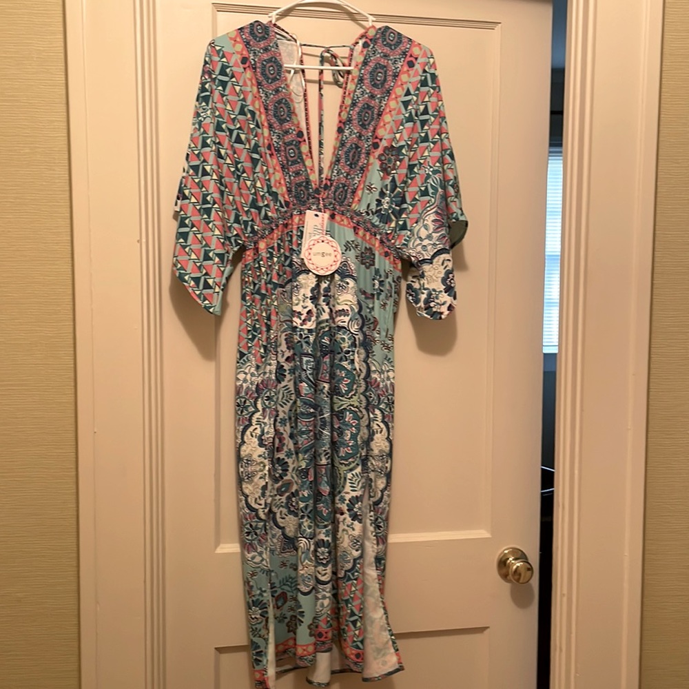 Mint To Be Printed MIDI dress - umgee - SMALL